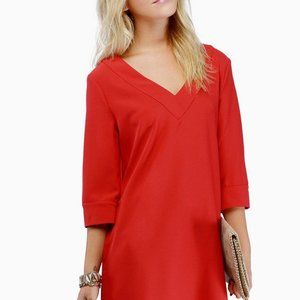 TOBI Red V Neck Shift Dress